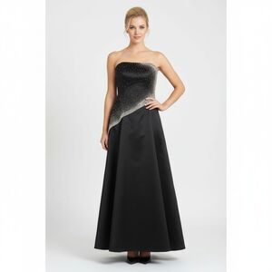 Cache Black & Sliver Maxi Formal Spaghetti Strap Rhinestone Embellished Dress 4